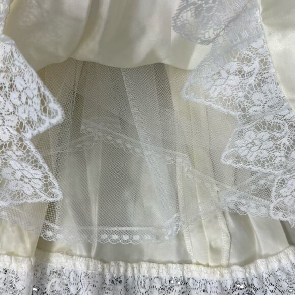 Vintage Gunne Sax Ivory Lace Cape Collar Tulle Short Sleeve Dress Girls' size 7 - Picture 4 of 8
